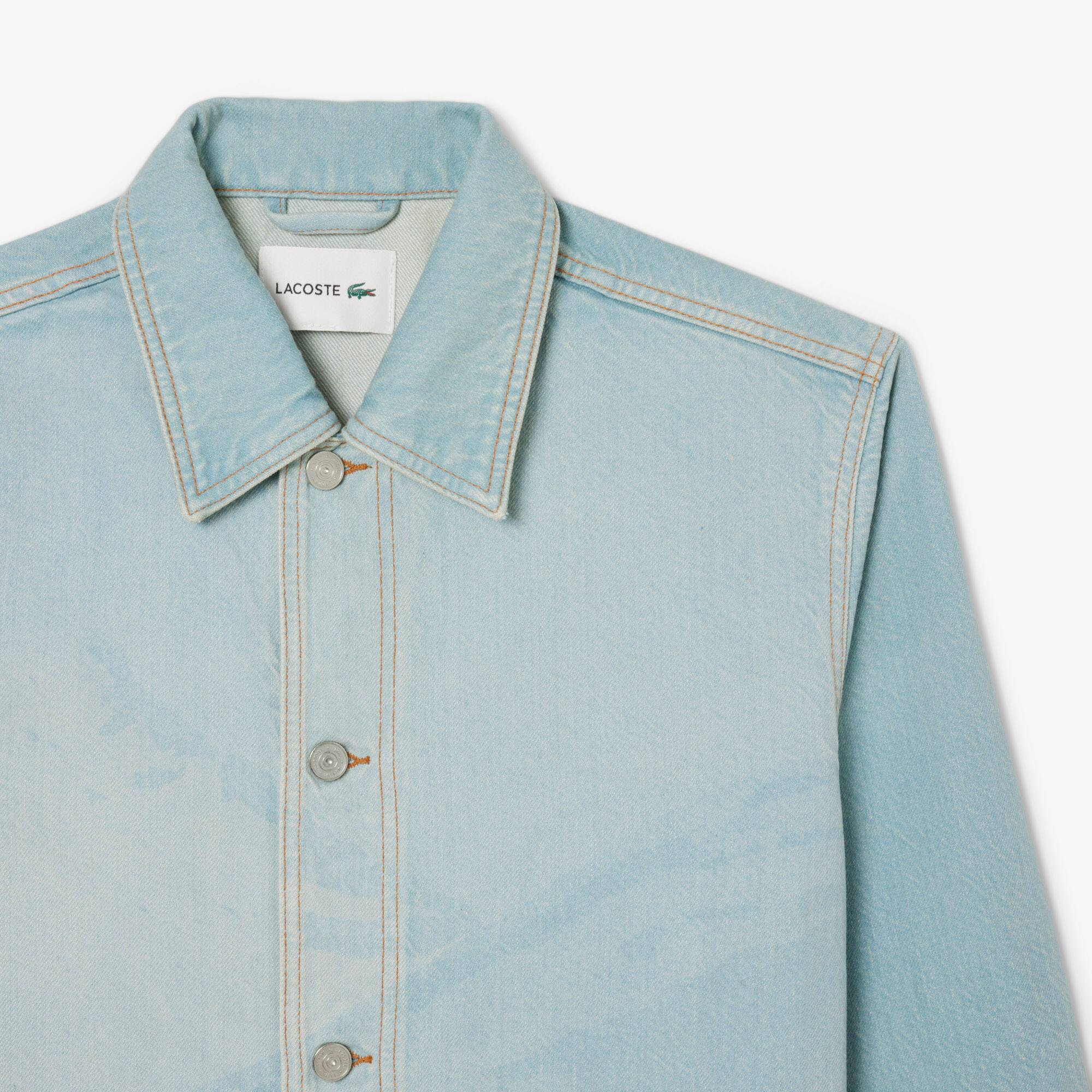 Landscape Motif Denim Overshirt - Men's Long Sleeves Shirts - New