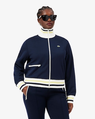 Zipped Stripe Accent Sweatshirt