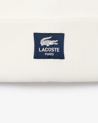Ribbed Cotton Badge Beanie