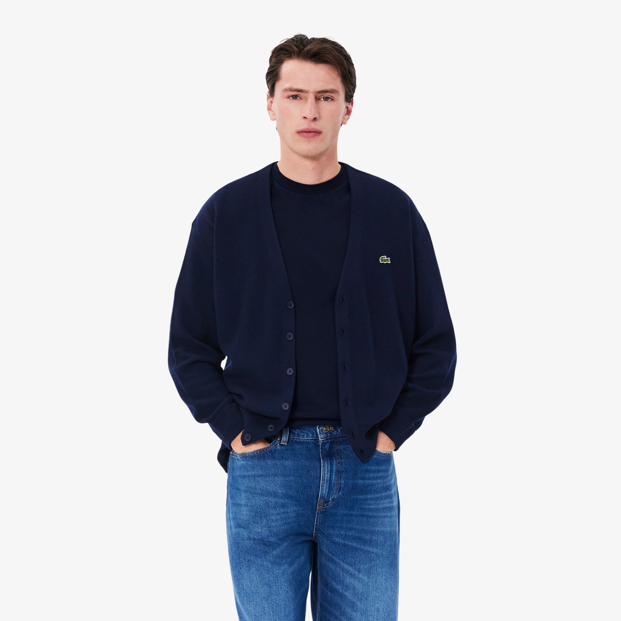 LACOSTE*URBAN RESEARCH CARDIGAN Relaxed Fit Carded Wool Cardigan