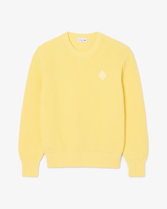 Pearl Rib Knit Badge Accent Sweater