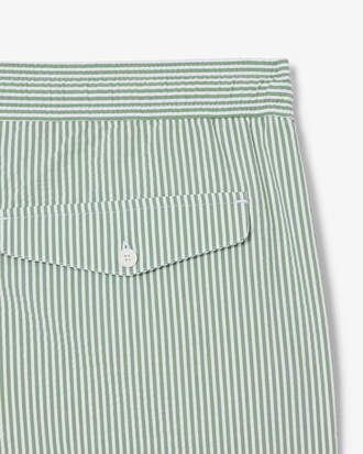 Mid Length Striped Textured Swim Trunks