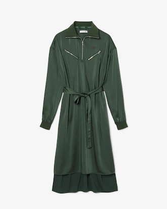 Long Sleeved Fluid Belted Dress