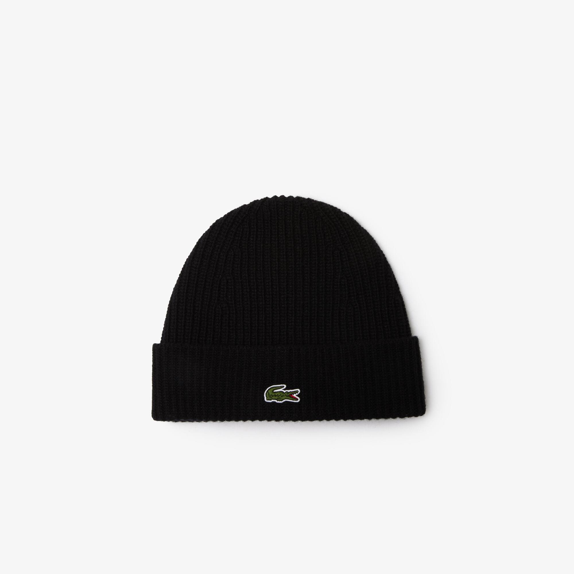lacoste ribbed beanie