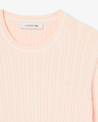 Stripe Accent Cable Knit Sweater