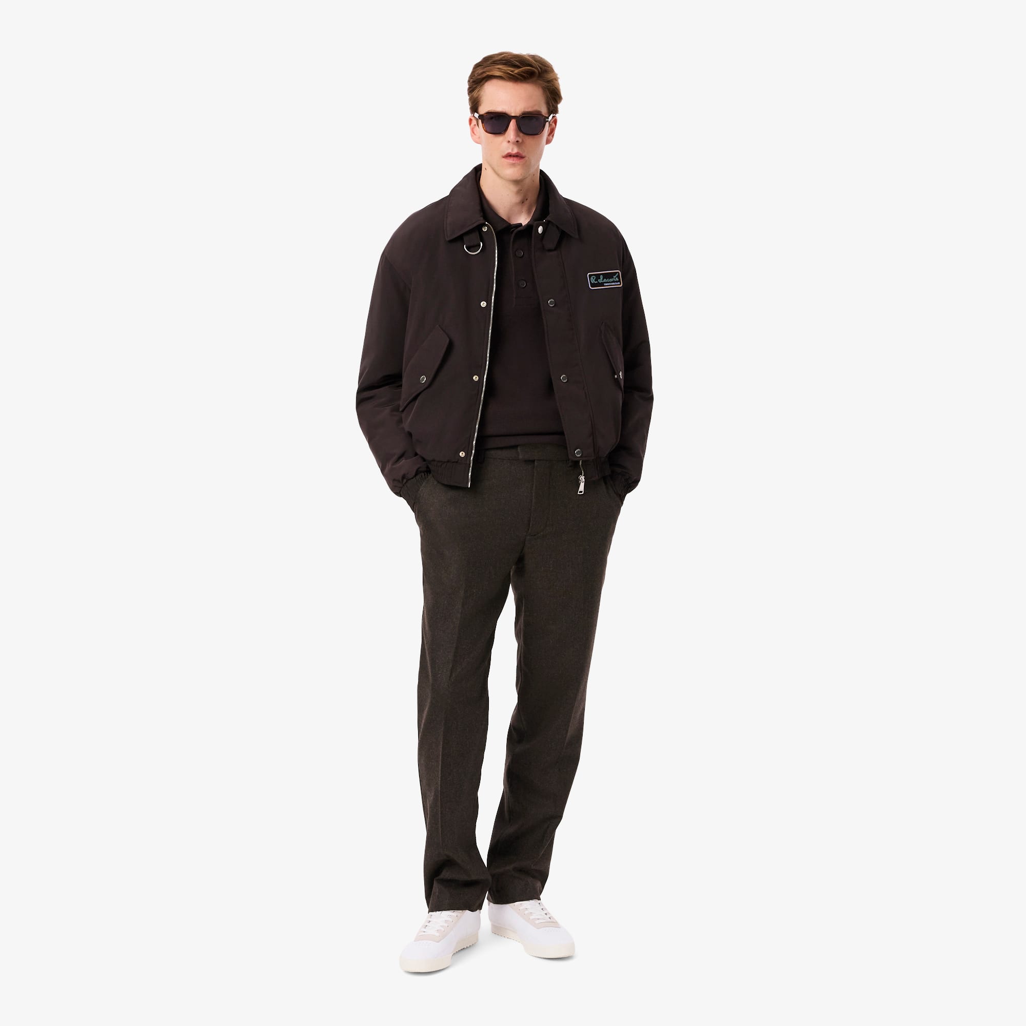 Straight Fit Chevron Wool Pants - Men's Trousers & Shorts