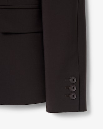 Embroidered Logo Slim Fit Wool Blazer