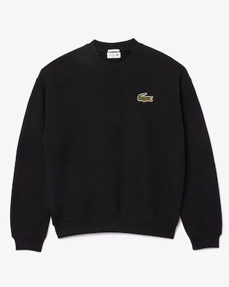 Loose Fit Badge Accent Fleece Sweatshirt