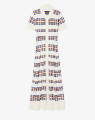Ribbed Knit Polo Collar Dress