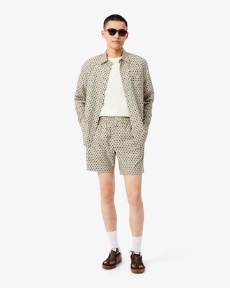 Relaxed Fit Printed Cotton Blend Shorts