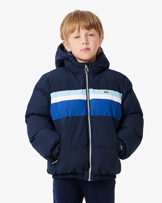 Colour-Block Hooded Down Jacket