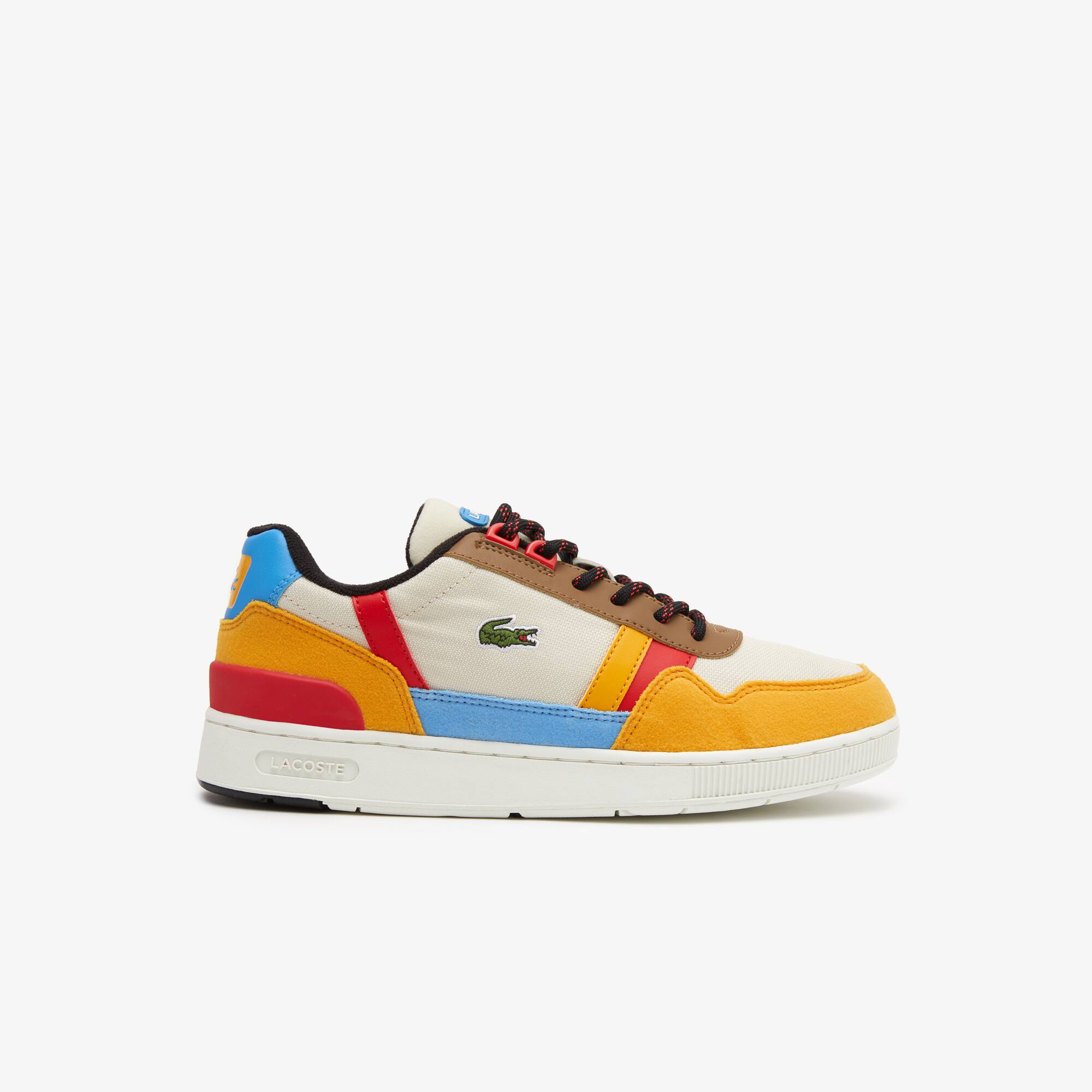 Lacoste Tclip Unisex Trainers Off White/Yellow, Size: 2.5, Multi-coloured - Imitation leather/ Textile