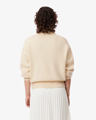 Badge Accent Wool Polo Collar Sweater