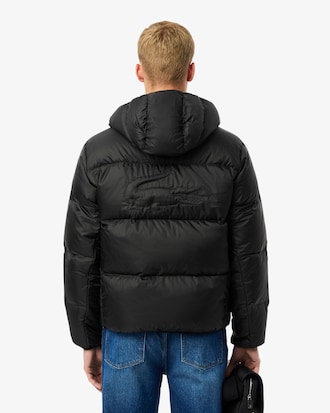 Short Water-Repellent Hooded Puffed Jacket