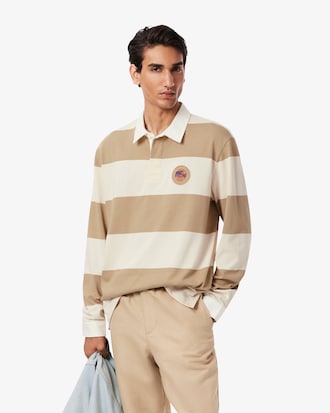Relaxed Fit Striped Rugby Polo Shirt