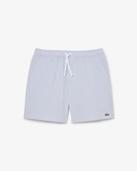 Mid Length Striped Textured Swim Trunks
