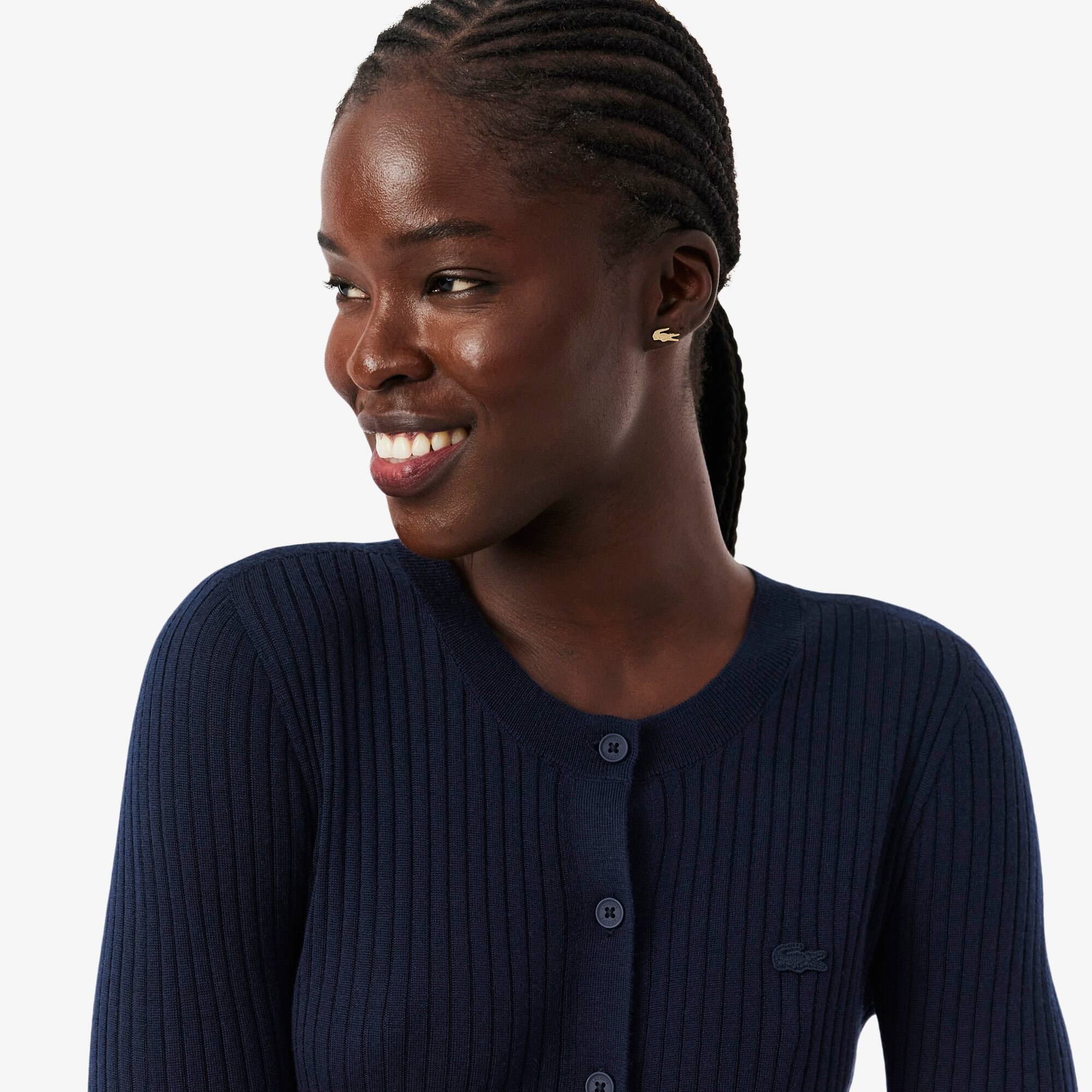 Rib Knit Merino Wool Cardigan - Women's Knitwear - New In 2026