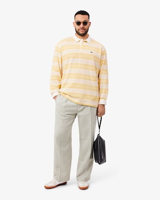 Relaxed Fit Striped Piqu&eacute; Rugby Polo Shirt