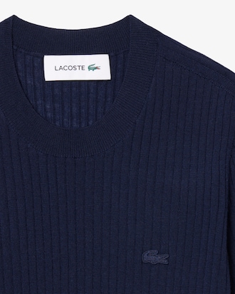 Short Sleeved Merino Wool Rib Knit Sweater