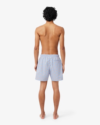 Mid Length Crocodile Print Swim Trunks