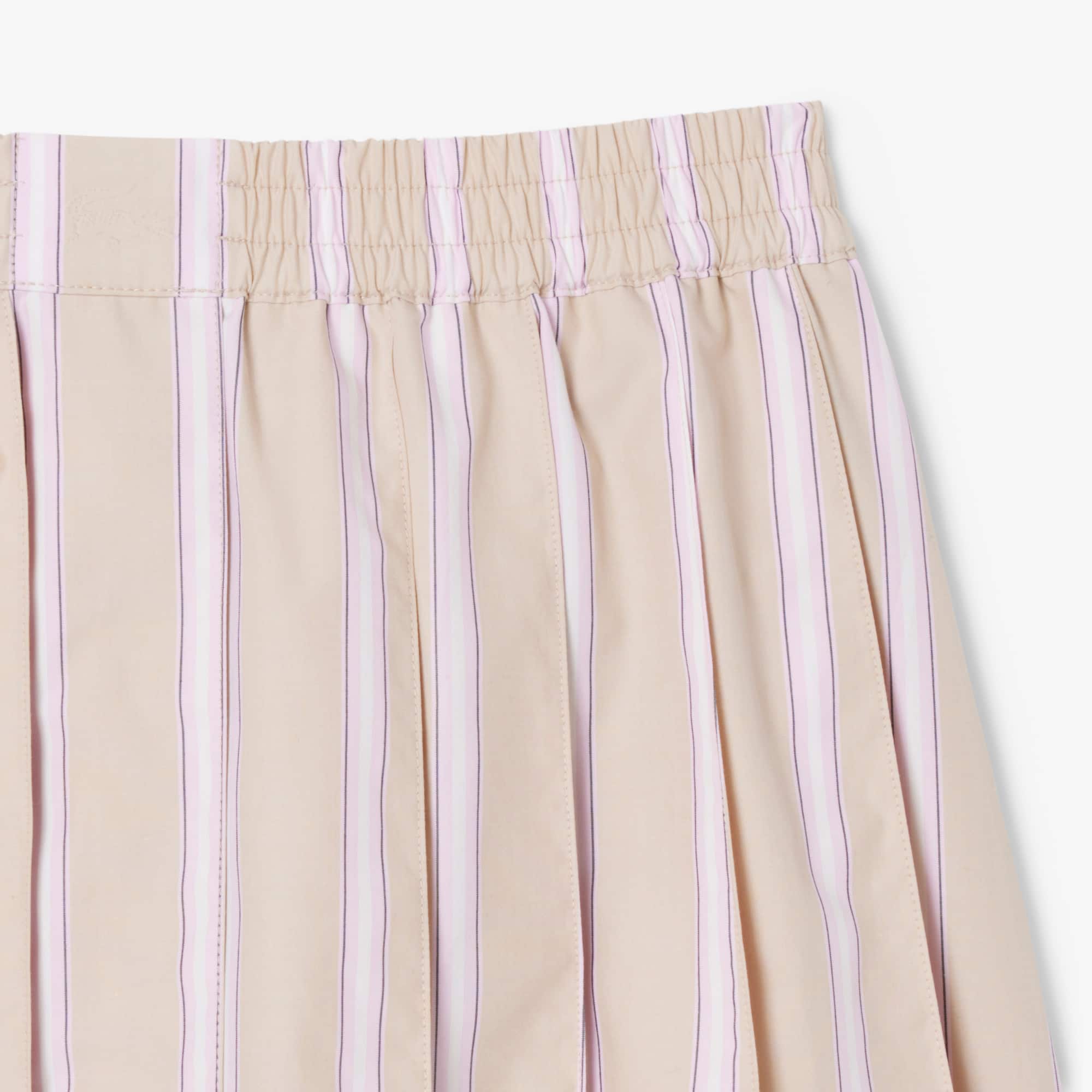 Poplin Short Striped Pleated Skirt - Women's dresses & skirts