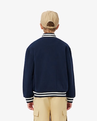 Unisex Embroidered Badge Fleece Bomber Jacket