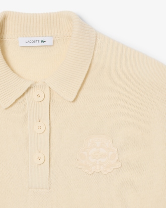 Badge Accent Wool Polo Collar Sweater