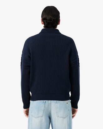 French Made Cotton Polo Collar Sweater