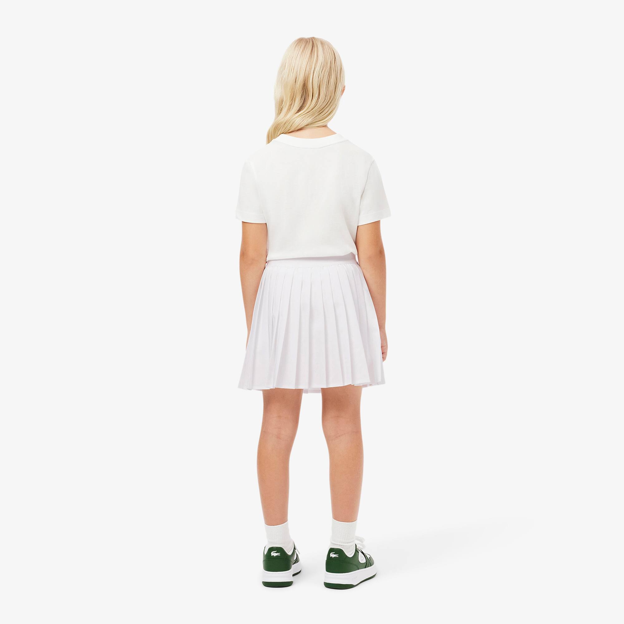 スカート LACOSTE Women Mid Skirts JF0641 001 White Women's Asymmetric Pleated Midi Skirt - Shorts & Skirts