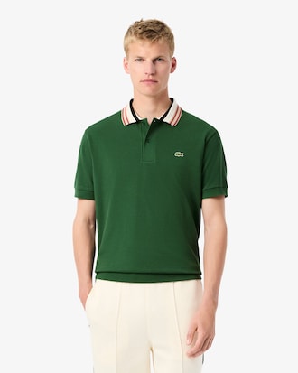 French Made Classic Fit Stripe Collar Polo Shirt