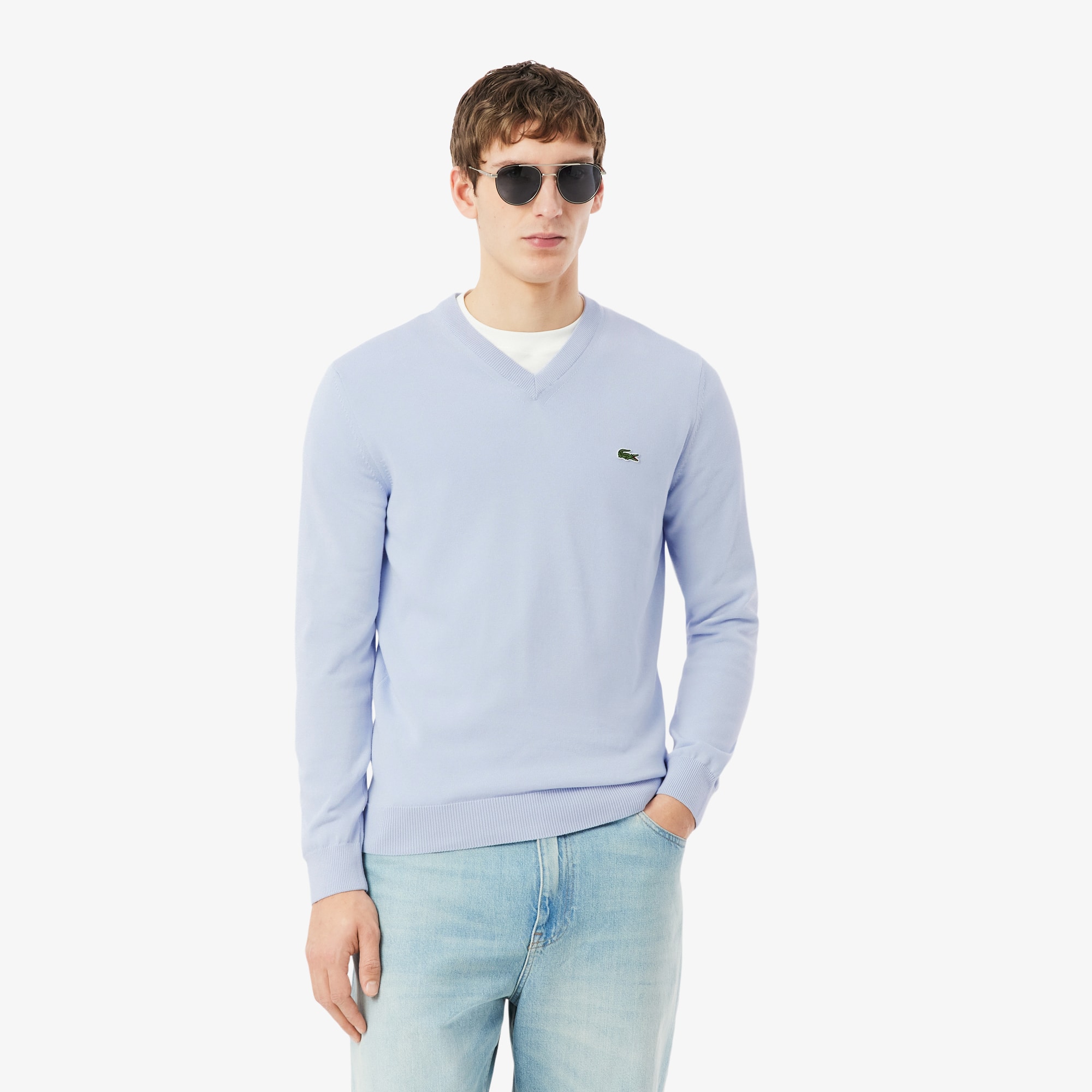 Monochrome Cotton V-neck Sweater - Men's Knitwear - New In 2026
