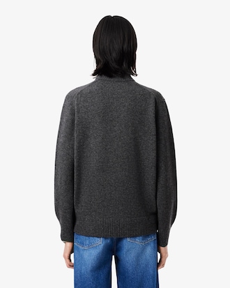 Zipped High Neck Wool Sweater