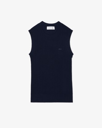 Merino Wool 3D Knit Sleeveless Sweater