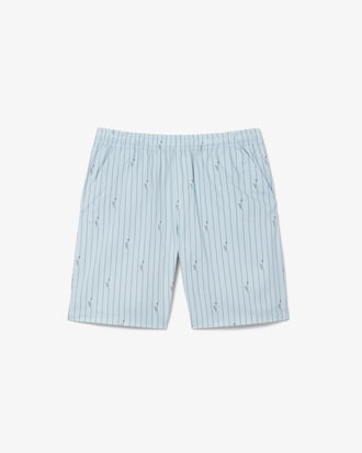 Crocodile Print Stripe Cotton Shorts