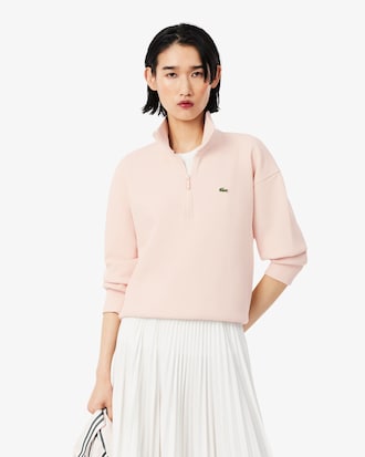 High Neck Zipped Piqu&eacute; Sweatshirt