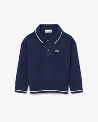 Cotton and Wool Blend Long Sleeved Polo Shirt