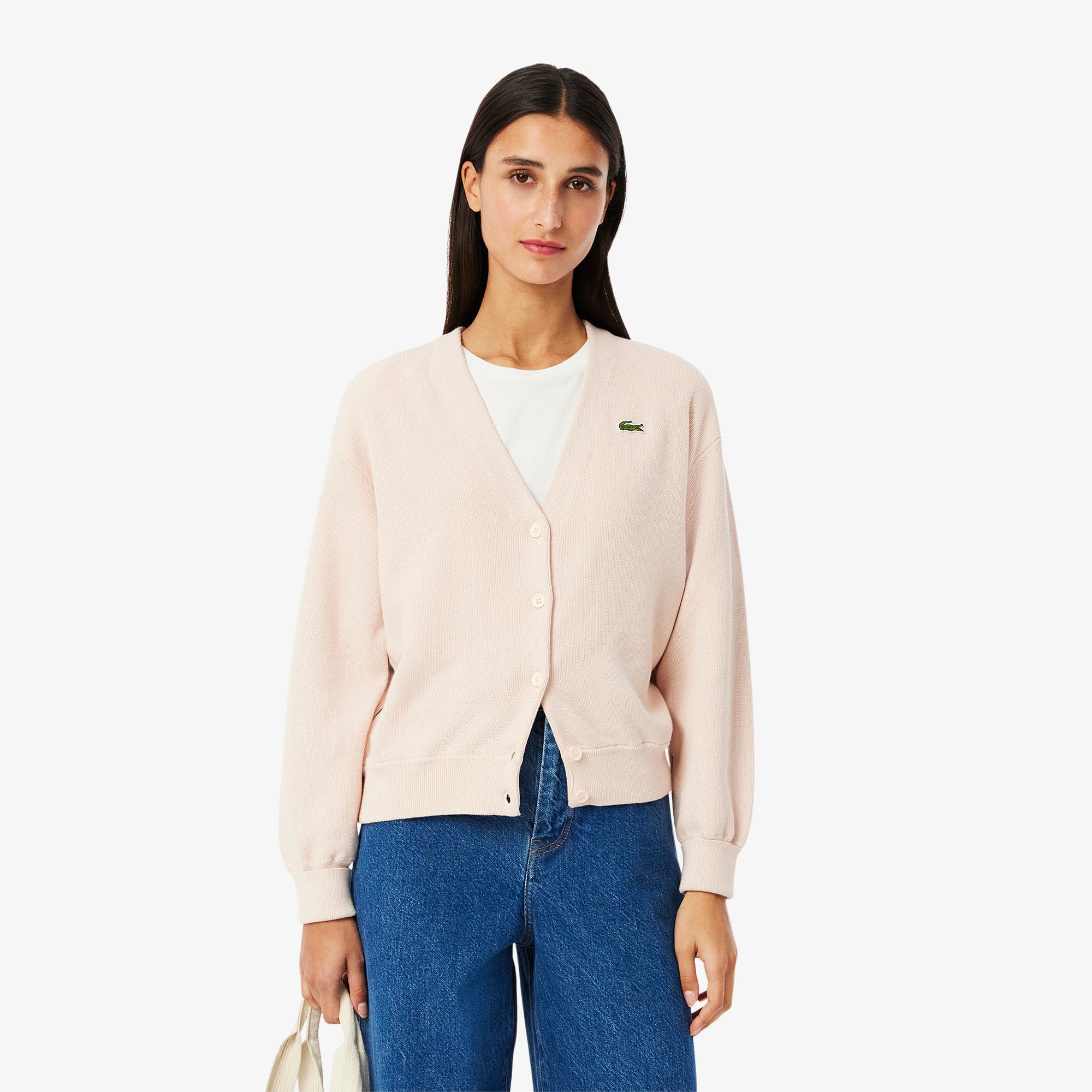 【39】Lacoste ピンク Vネック カーディガン 39】Lacoste ピンク Vネック カーディガン ラコステ LACOSTE