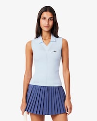 Sleeveless Stretch Knit Tennis Polo Shirt