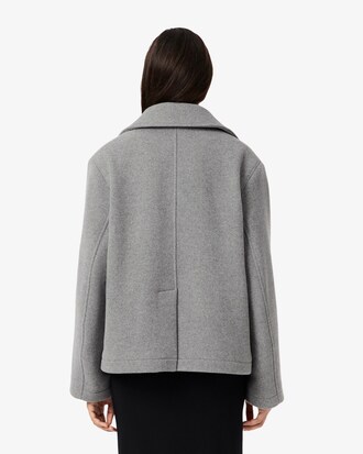 Short Oversized Wool Blend Pea Coat