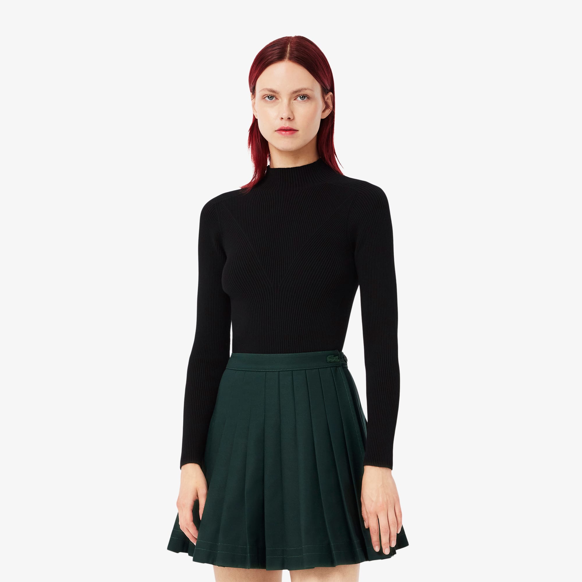 High Neck 3D Rib Knit Sweater Women s Knitwear New In 2025 Lacoste