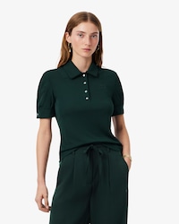 Slim Fit Puffed Sleeve Fluid Jersey Polo Shirt