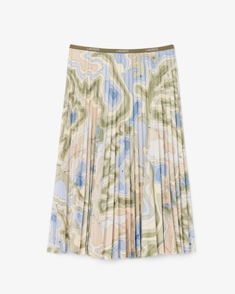 Topography Print Pleated Skirt
