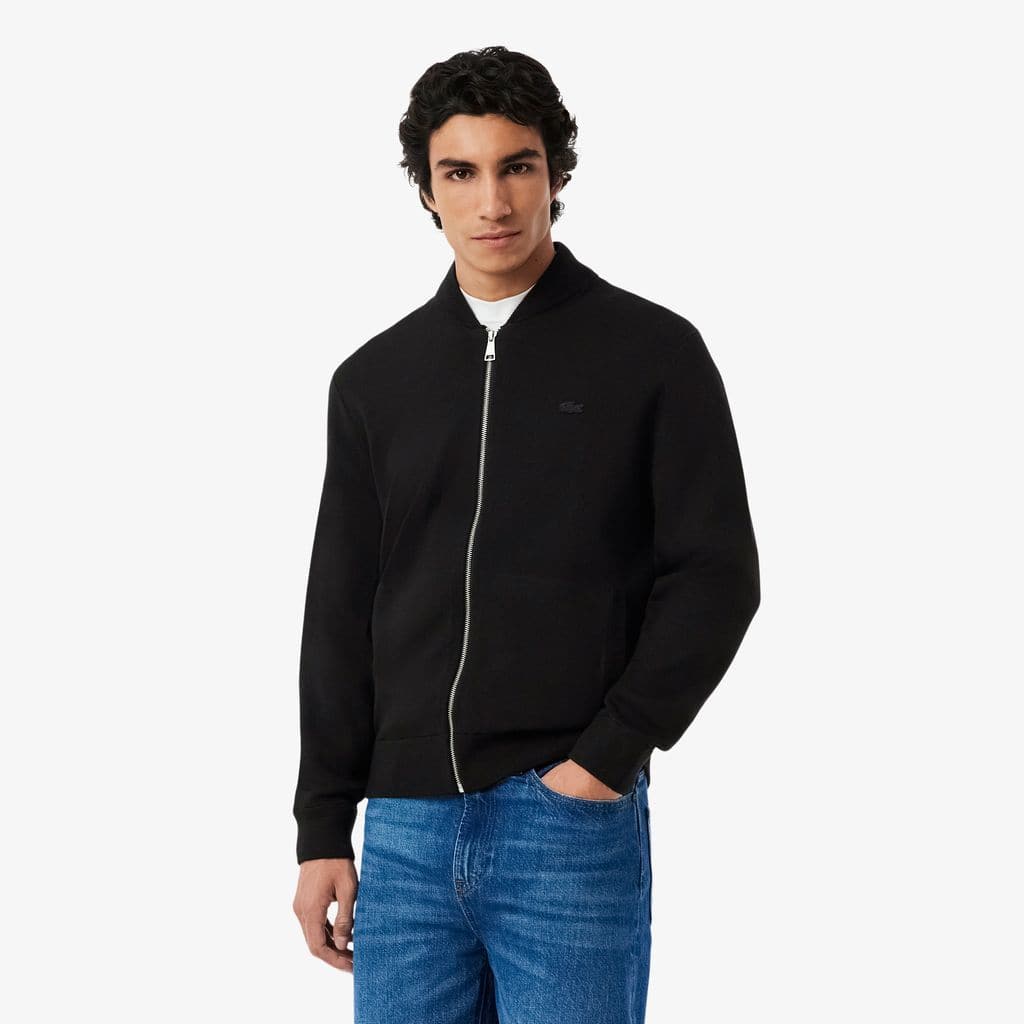 Zipped Double Face Knit Bomber Jacket - Men's Knitwear - New In