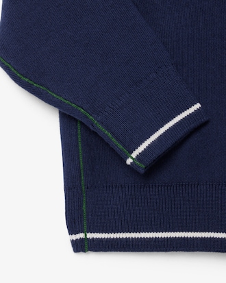 Cotton and Wool Blend Long Sleeved Polo Shirt