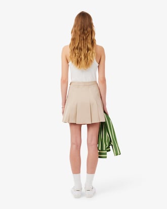 Short Stretch Cotton Pleated Skirt