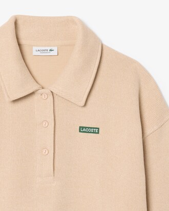 Oversized Ribbed Polo Collar Sweatshirt