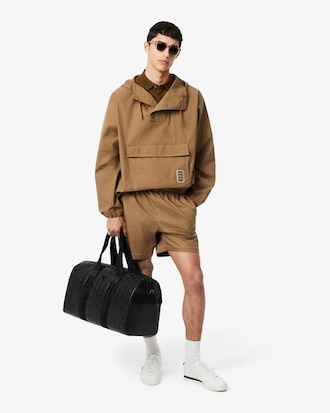 Badge Accent Water-Repellent Canvas Half Zipped Jacket