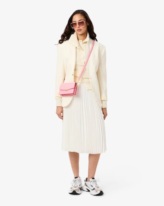 Pleated Satin Midi Skirt