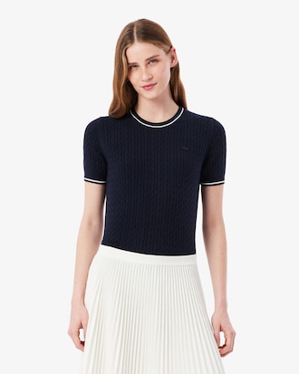 Short Sleeved Cable Knit Sweater