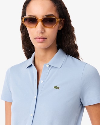 Stretch Piqu&eacute; Polo Collar Playsuit